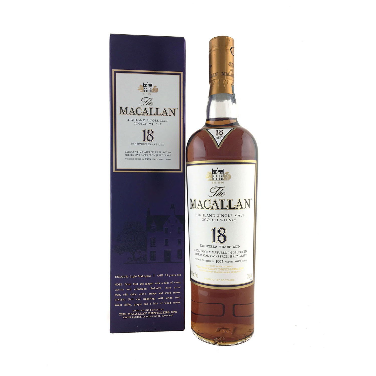 The Macallan 18 Year Old Sherry Oak 1997 Vintage 750ml 43 The Old Barrelhouse